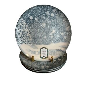 Intesa 8" Christmas Tree & Mountain Snowfall Dessert Plates, New